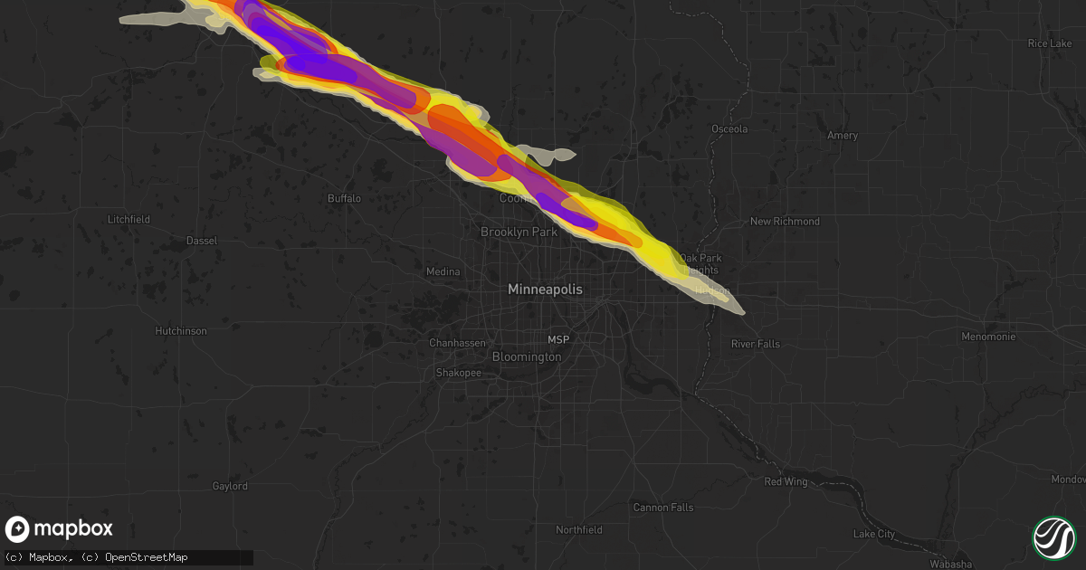 Hail map in Minneapolis, MN on July 26, 2019