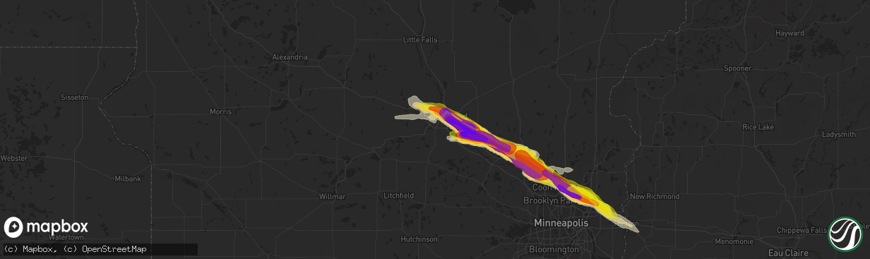 Hail map in Saint Cloud, MN on July 26, 2019