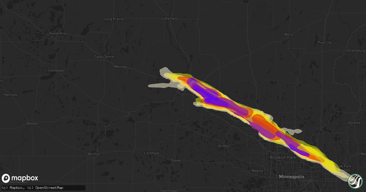 Hail map in Saint Cloud, MN on July 26, 2019