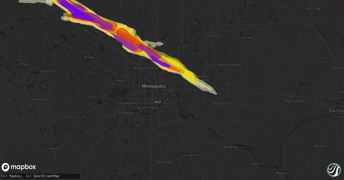 Hail map in Saint Paul, MN on July 26, 2019