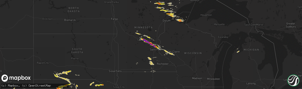 Hail map on July 26, 2019