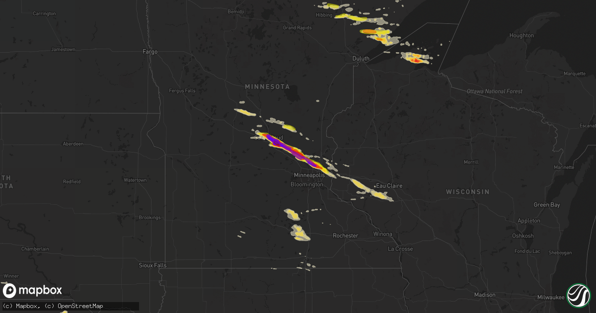 Hail map on July 26, 2019