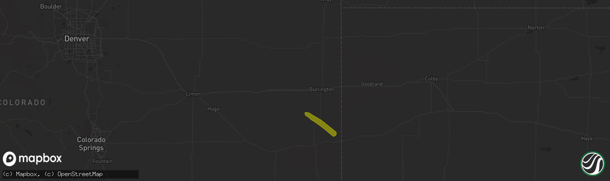 Hail map in Bethune, CO on July 26, 2020