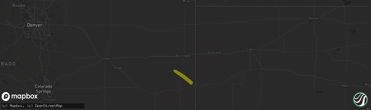 Hail map in Burlington, CO on July 26, 2020