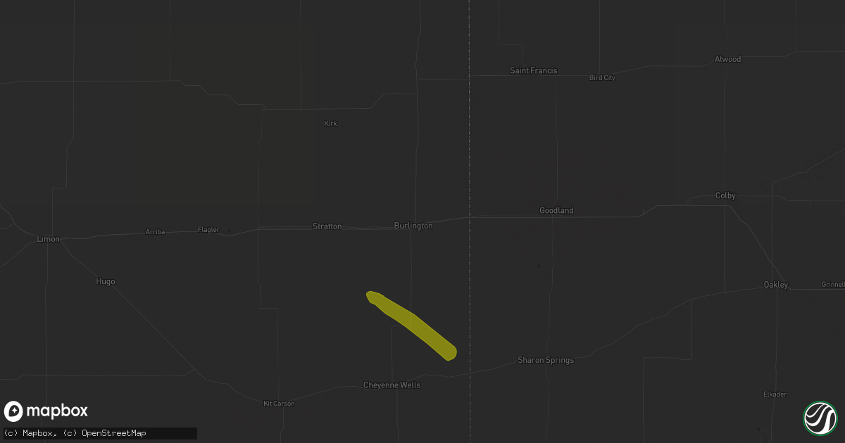 Hail map in Burlington, CO on July 26, 2020