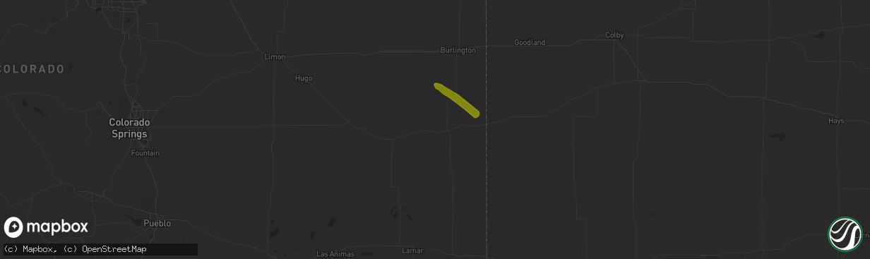 Hail map in Cheyenne Wells, CO on July 26, 2020