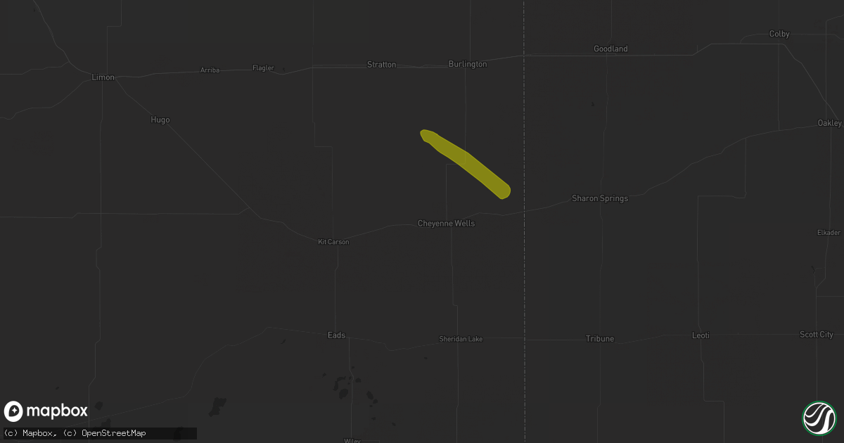 Hail map in Cheyenne Wells, CO on July 26, 2020