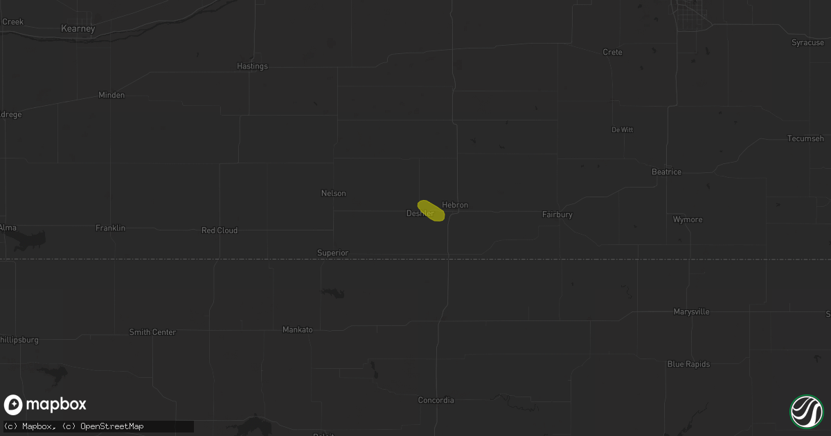 Hail map in Deshler, NE on July 26, 2020