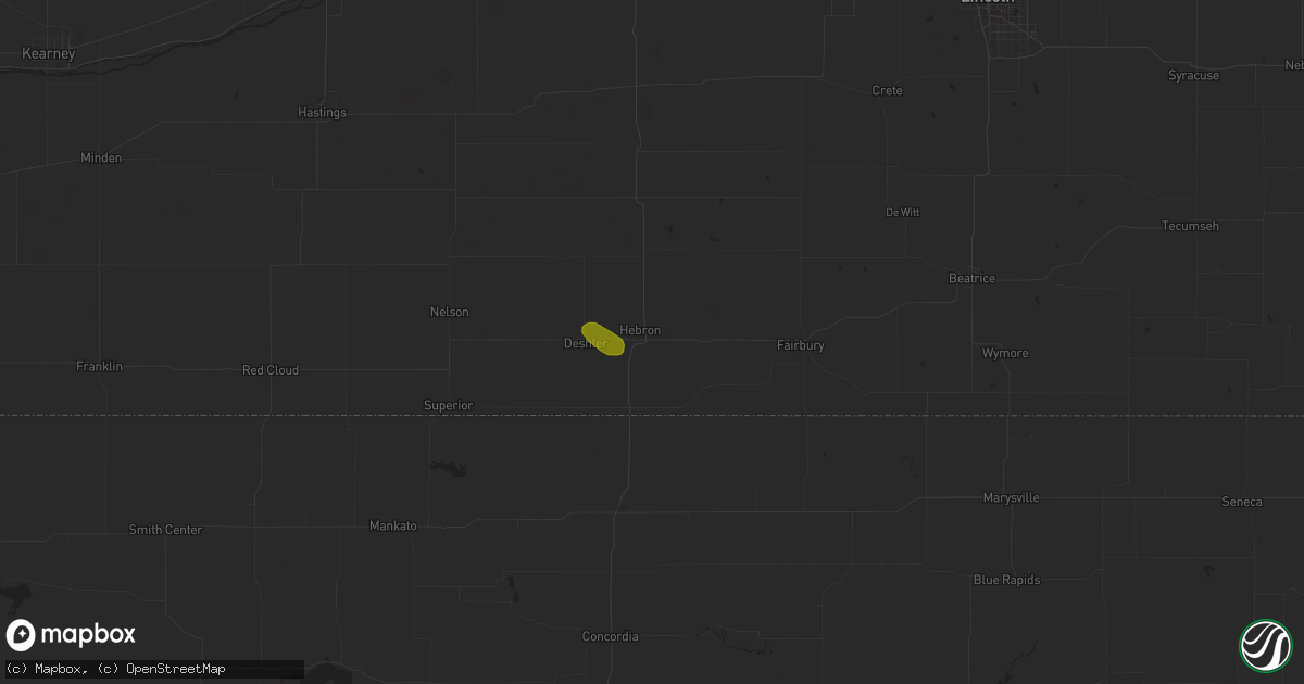 Hail map in Hebron, NE on July 26, 2020