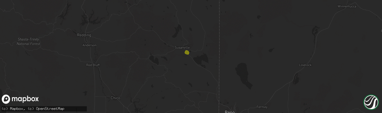 Hail map in Janesville, CA on July 26, 2020