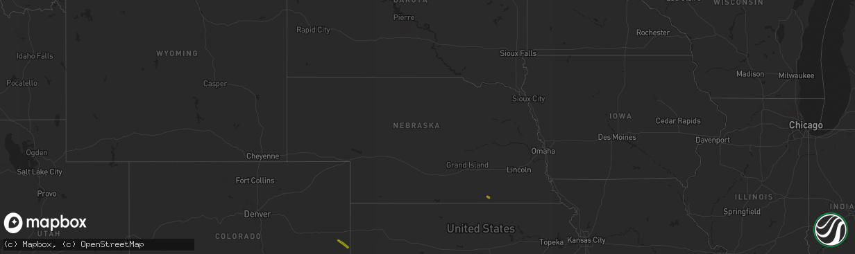 Hail map in Nebraska on July 26, 2020