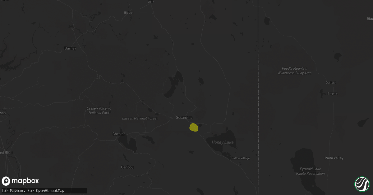 Hail map in Susanville, CA on July 26, 2020