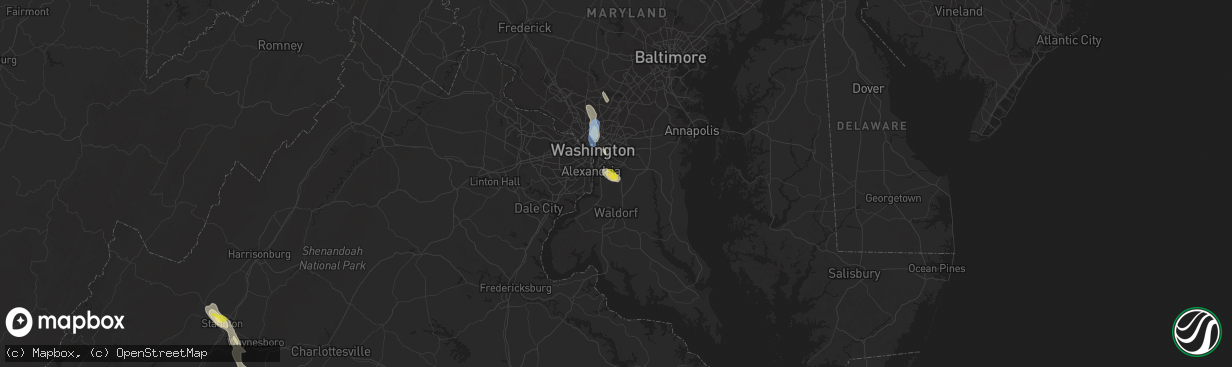 Hail map in Clinton, MD on July 26, 2021