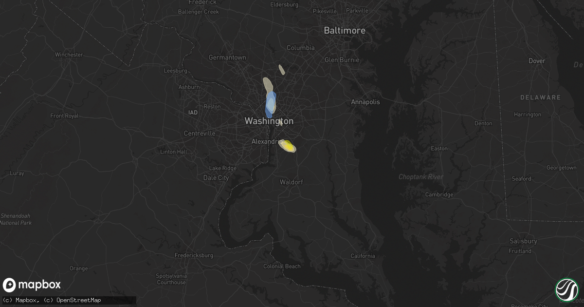 Hail map in Clinton, MD on July 26, 2021