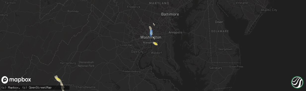 Hail map in Fort Washington, MD on July 26, 2021