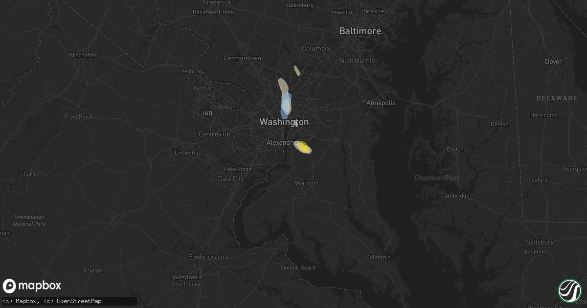 Hail map in Fort Washington, MD on July 26, 2021