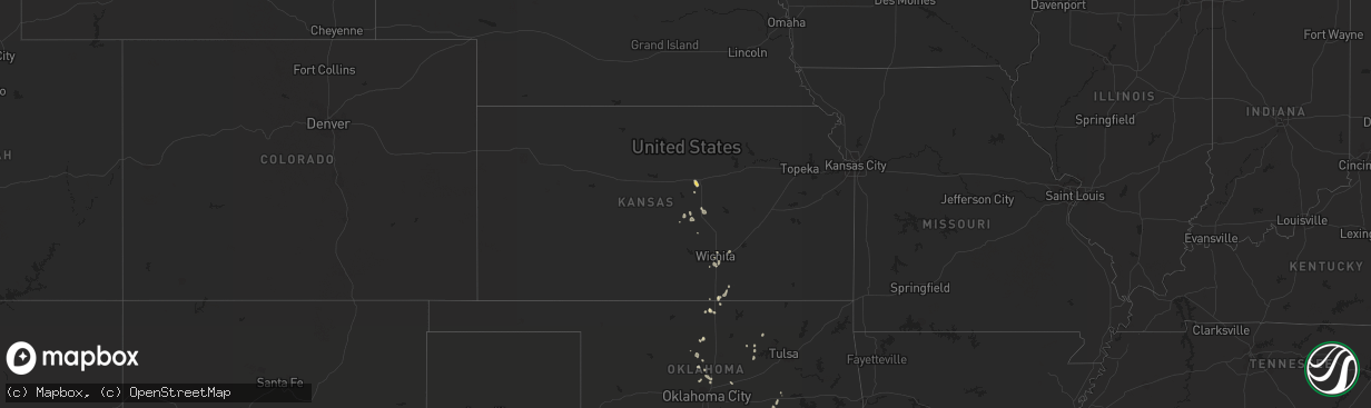 Hail map in Kansas on July 26, 2021