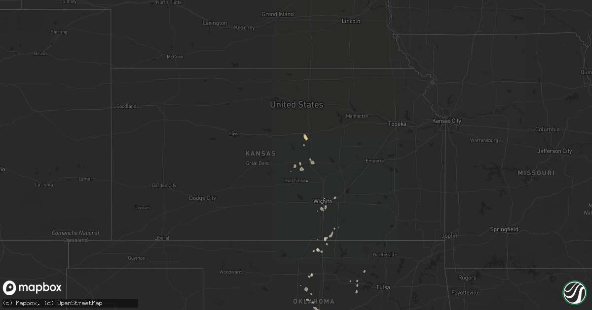 Hail map in Kansas on July 26, 2021