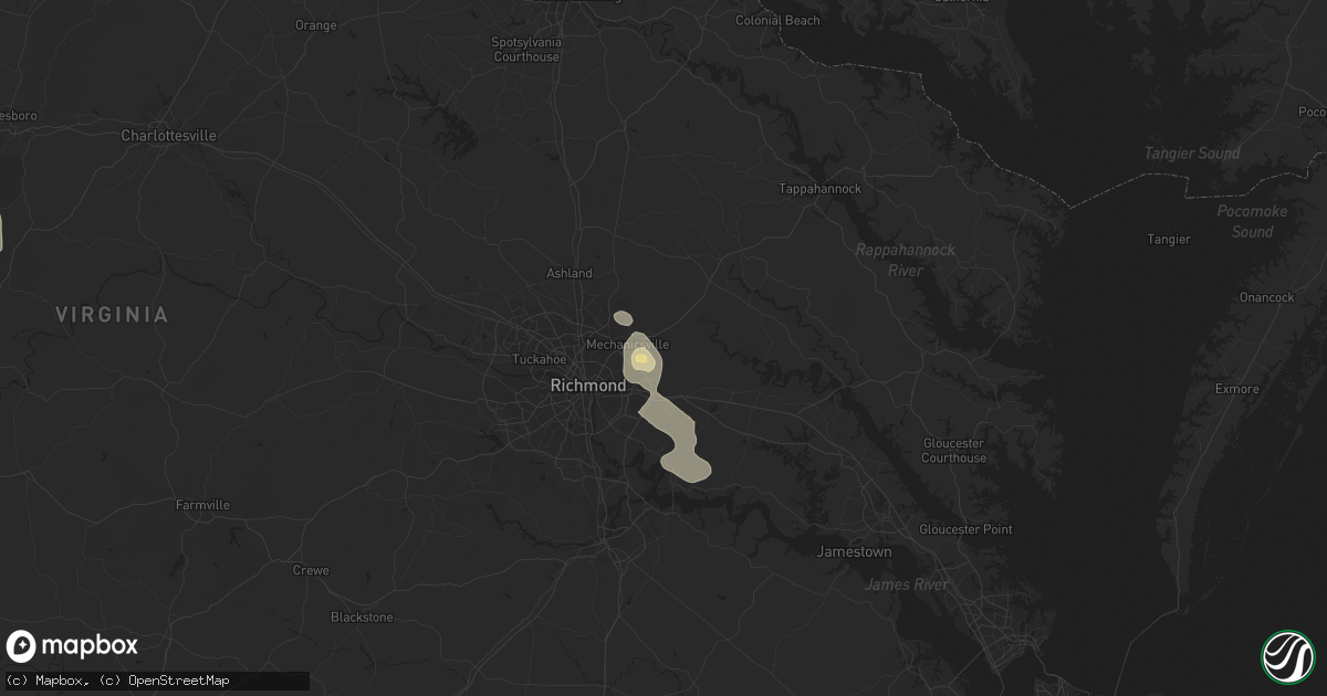Hail map in Mechanicsville, VA on July 26, 2021