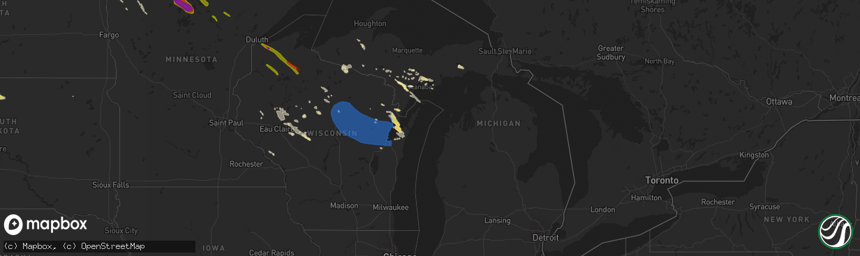 Hail map in Michigan on July 26, 2021