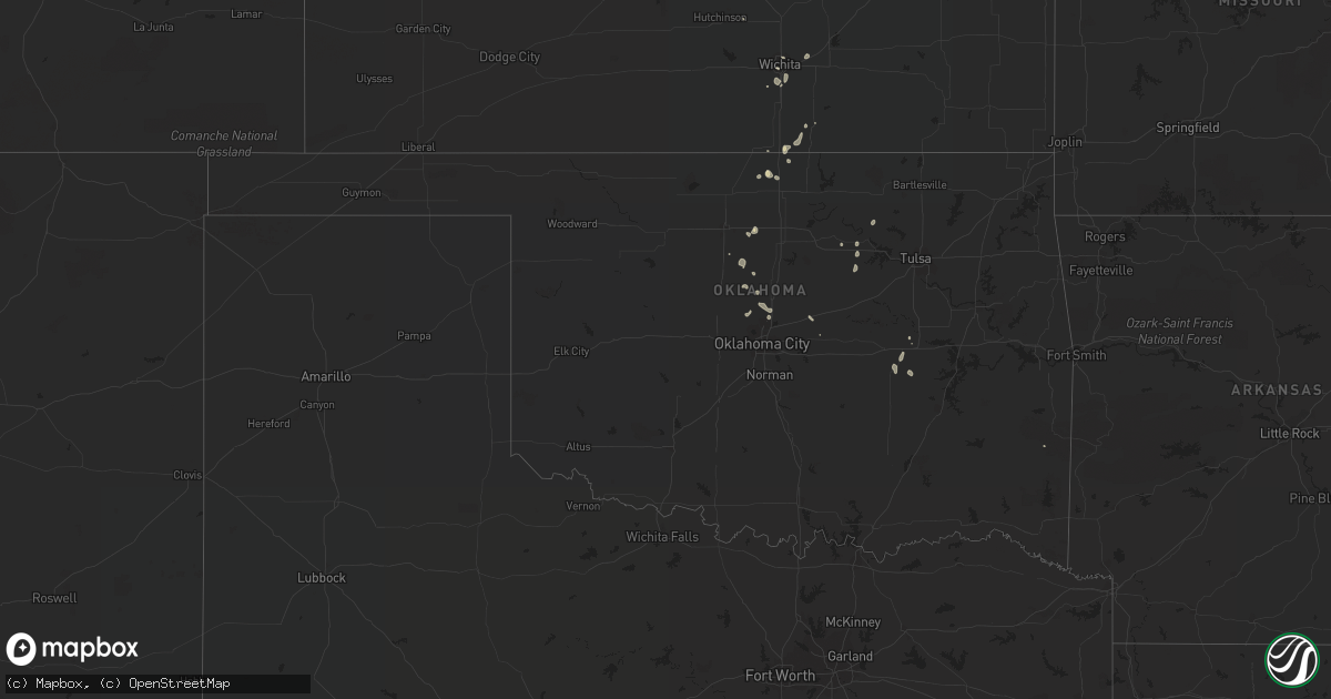 Hail map in Oklahoma on July 26, 2021