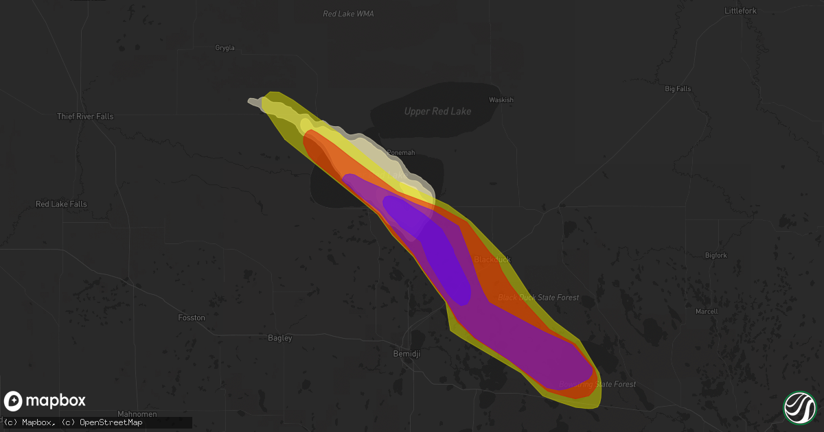 Hail map in Redby, MN on July 26, 2021