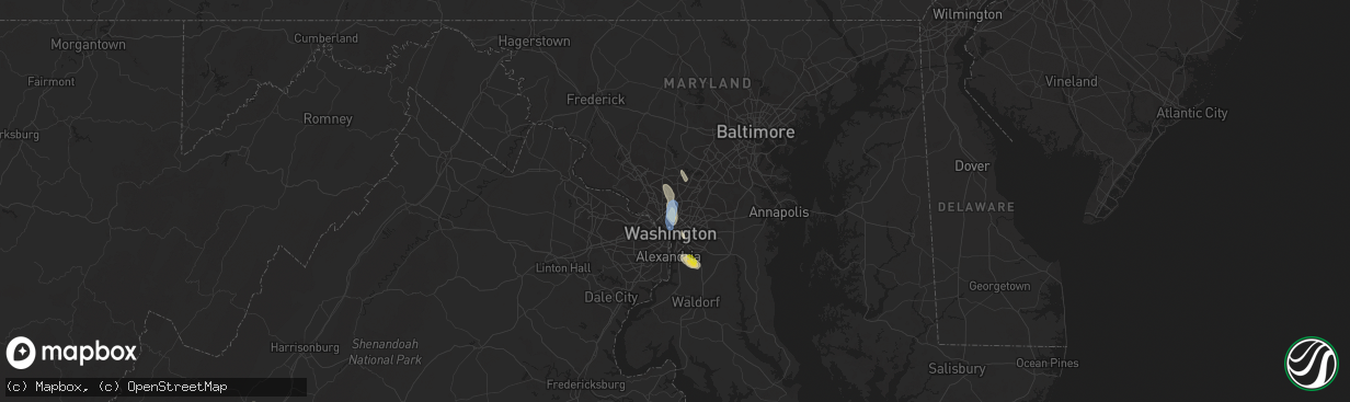 Hail map in Silver Spring, MD on July 26, 2021