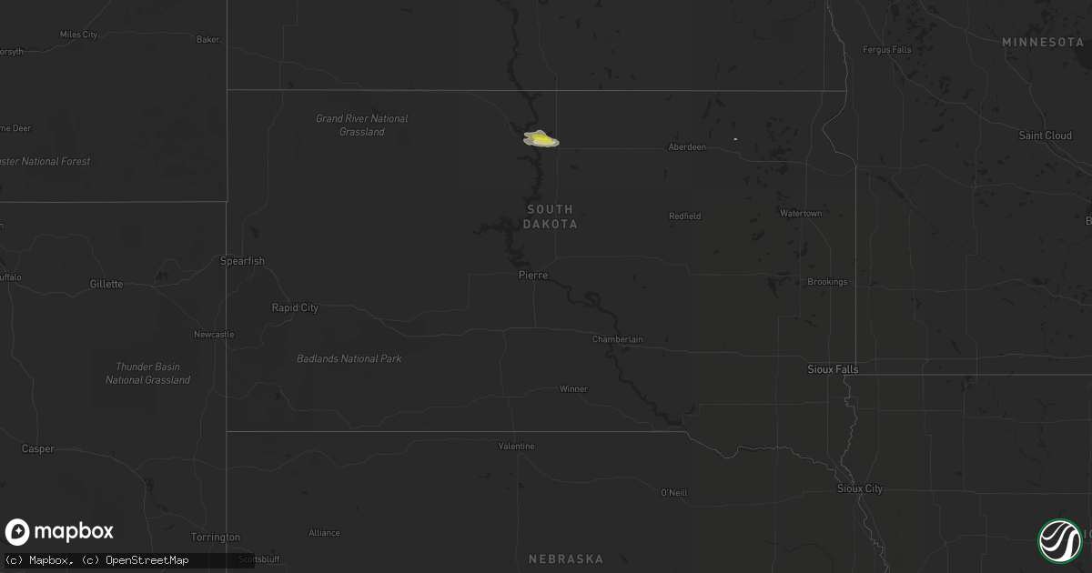 Hail map in South Dakota on July 26, 2021