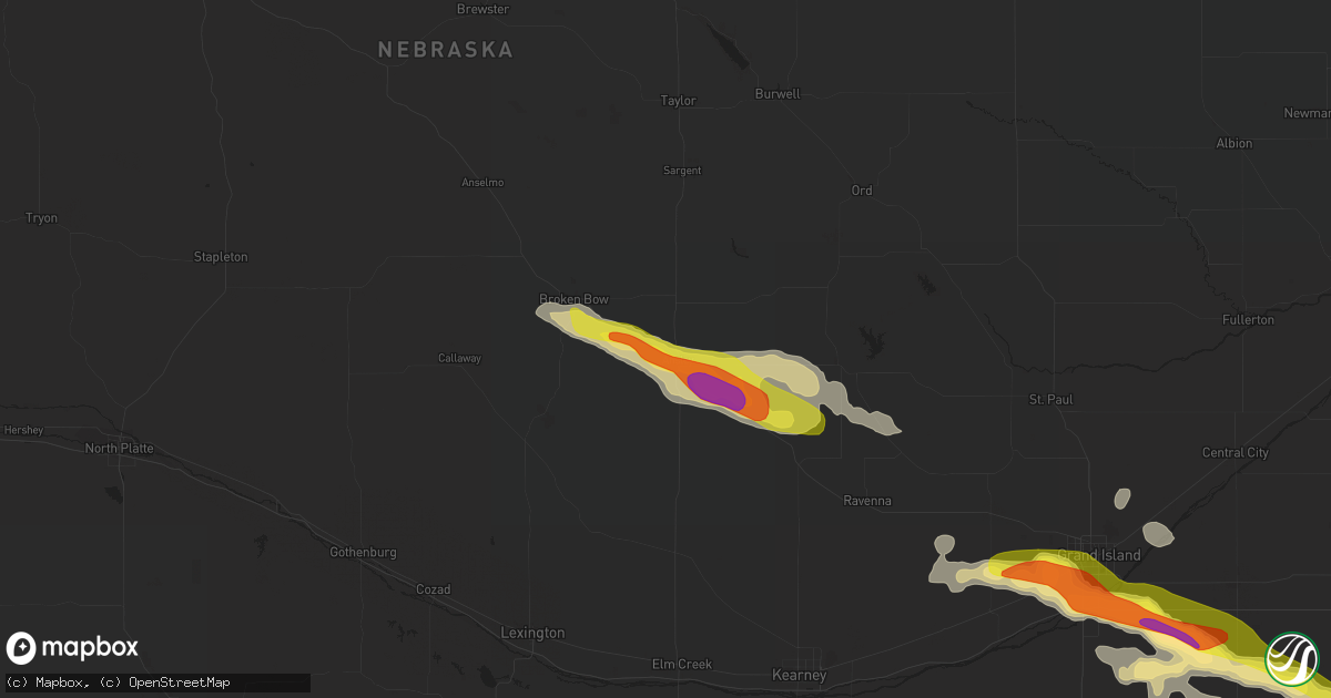 Hail map in Ansley, NE on July 26, 2022