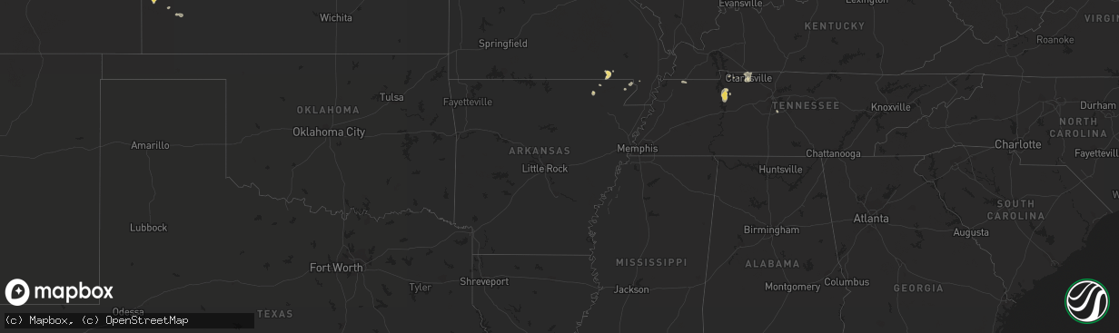 Hail map in Arkansas on July 26, 2022