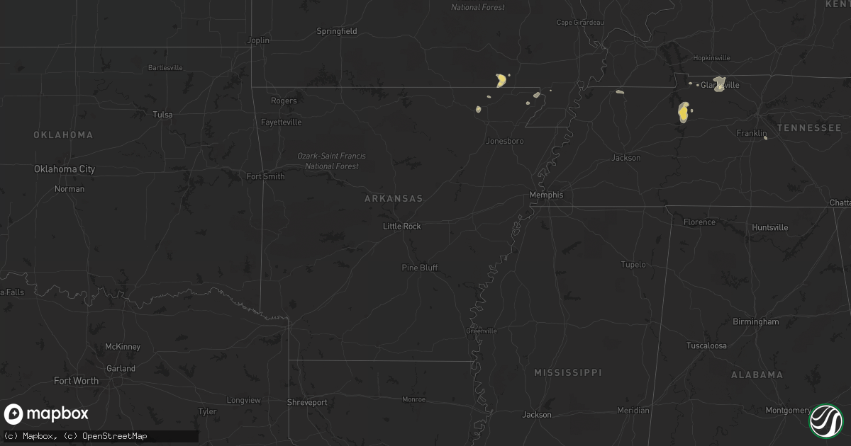 Hail map in Arkansas on July 26, 2022