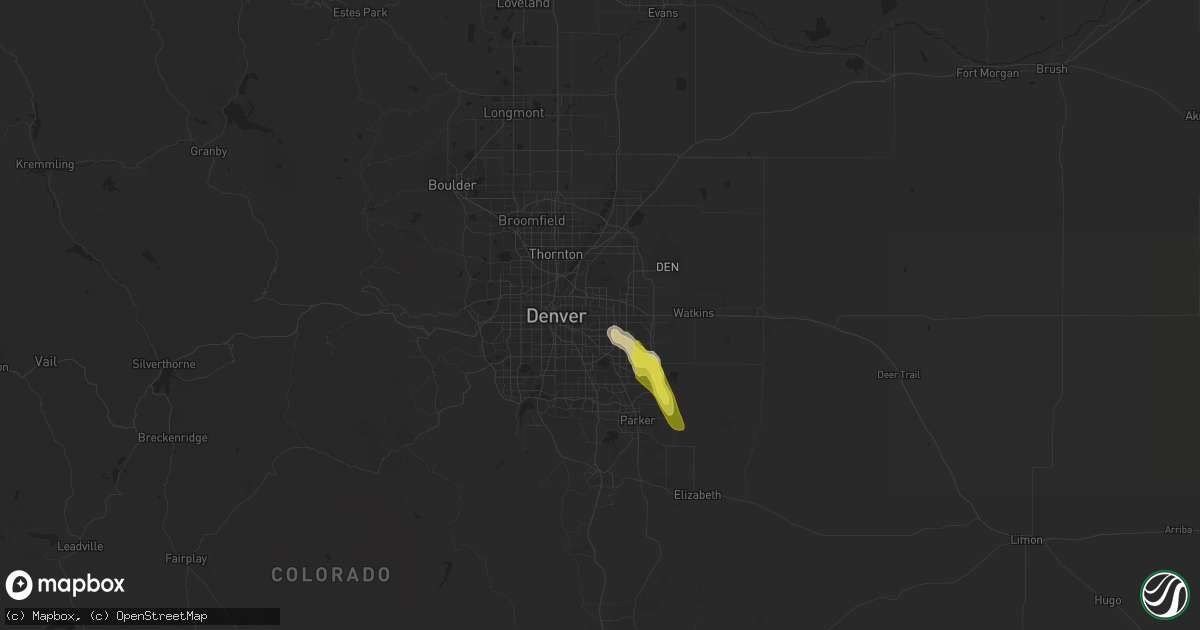 Hail map in Aurora, CO on July 26, 2022