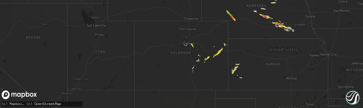 Hail map in Colorado on July 26, 2022