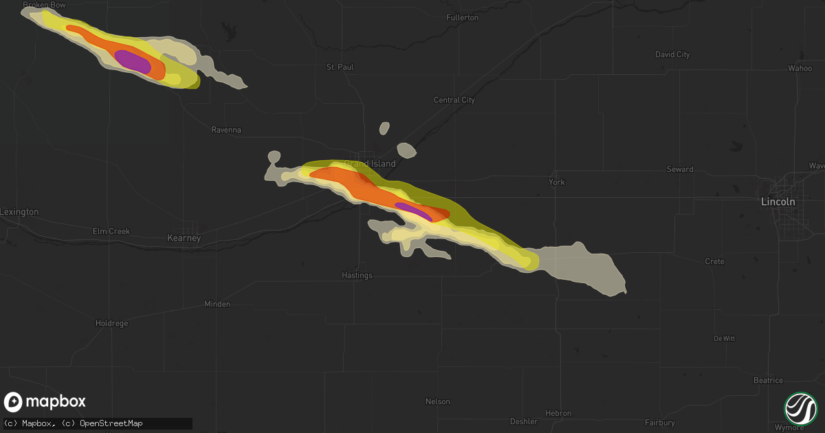 Hail map in Giltner, NE on July 26, 2022