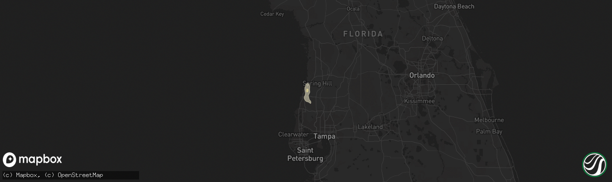 Hail map in Hudson, FL on July 26, 2022