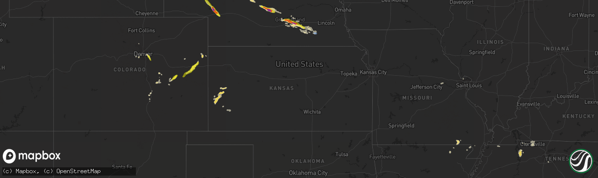 Hail map in Kansas on July 26, 2022