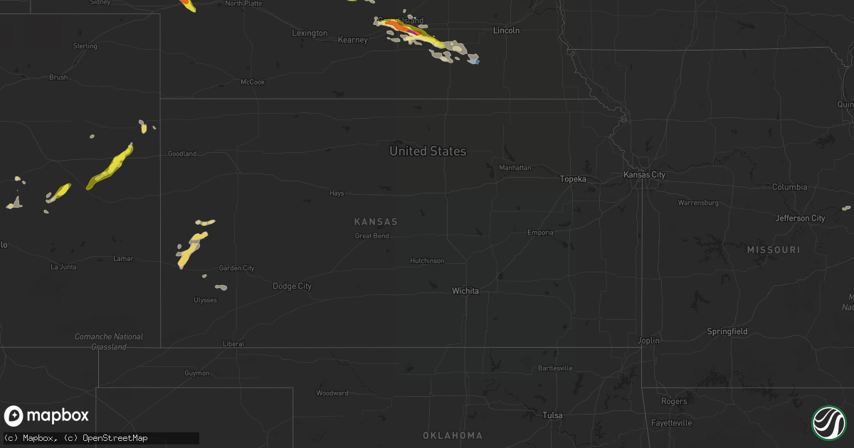 Hail map in Kansas on July 26, 2022