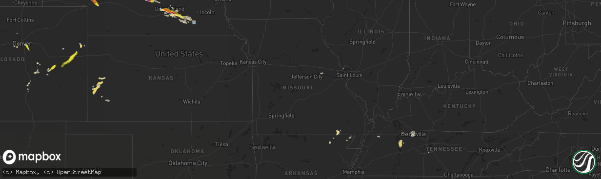 Hail map in Missouri on July 26, 2022