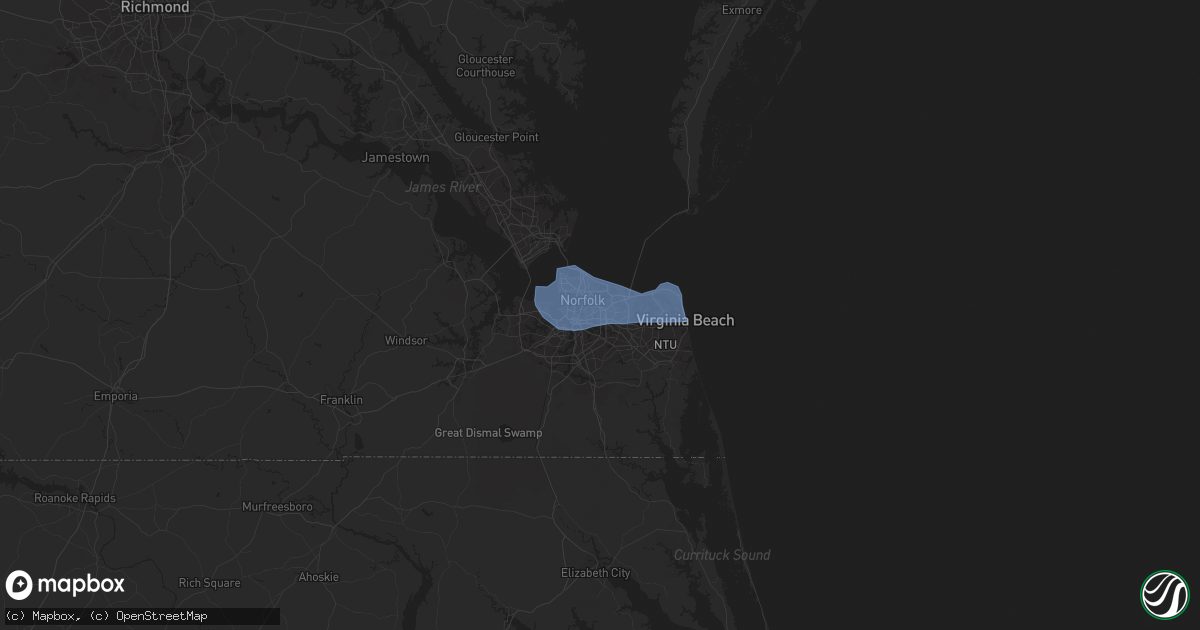 Hail map in Norfolk, VA on July 26, 2022