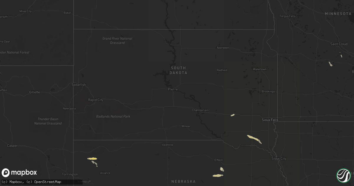 Hail map in South Dakota on July 26, 2022