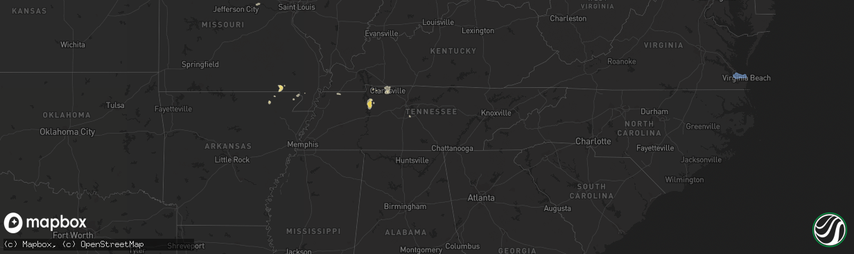 Hail map in Tennessee on July 26, 2022