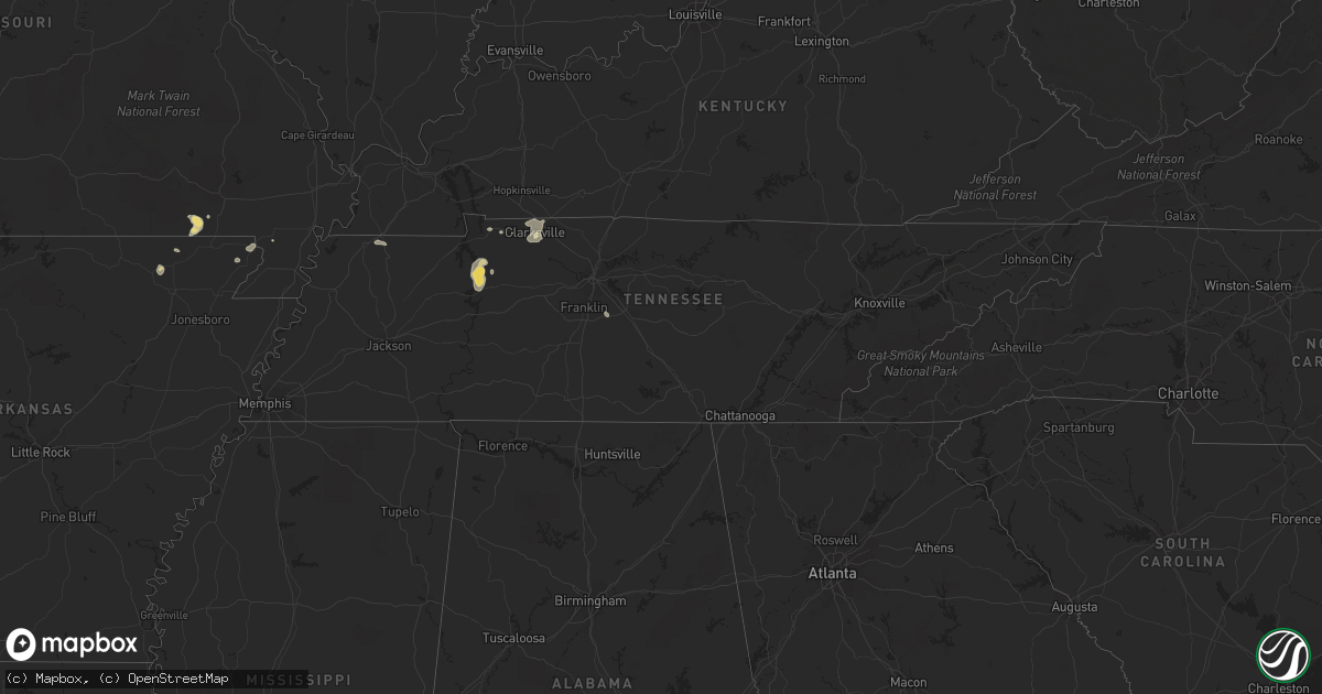 Hail map in Tennessee on July 26, 2022