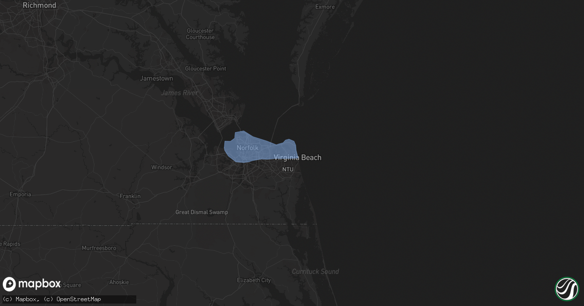 Hail map in Virginia Beach, VA on July 26, 2022