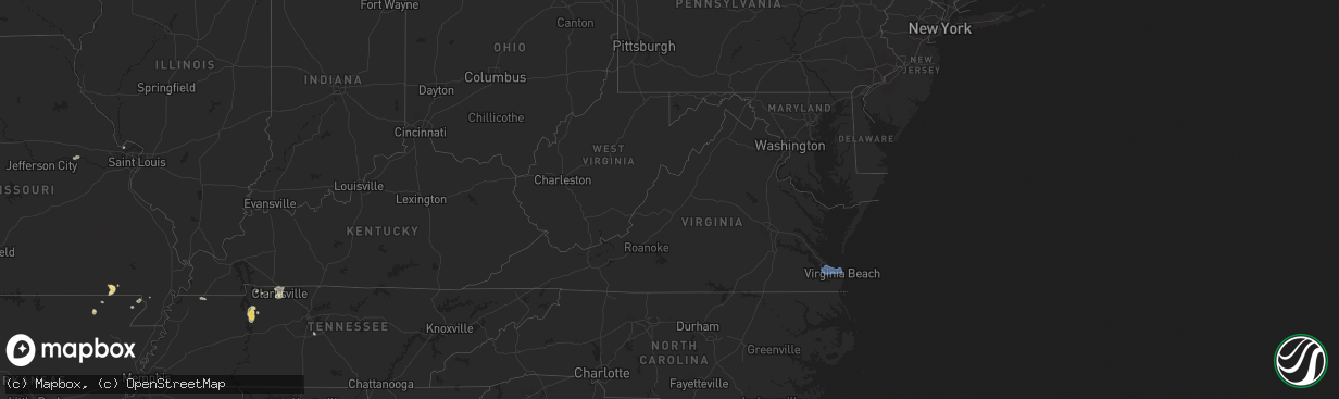 Hail map in Virginia on July 26, 2022