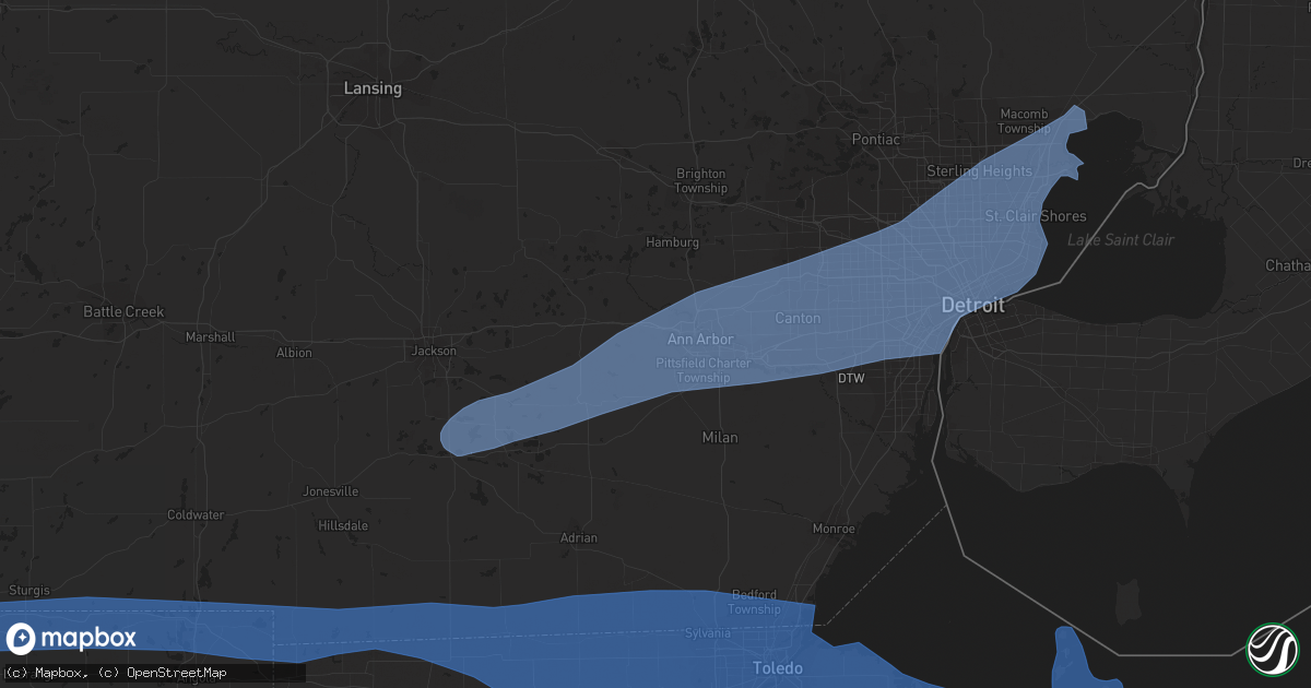 Hail map in Ann Arbor, MI on July 26, 2023