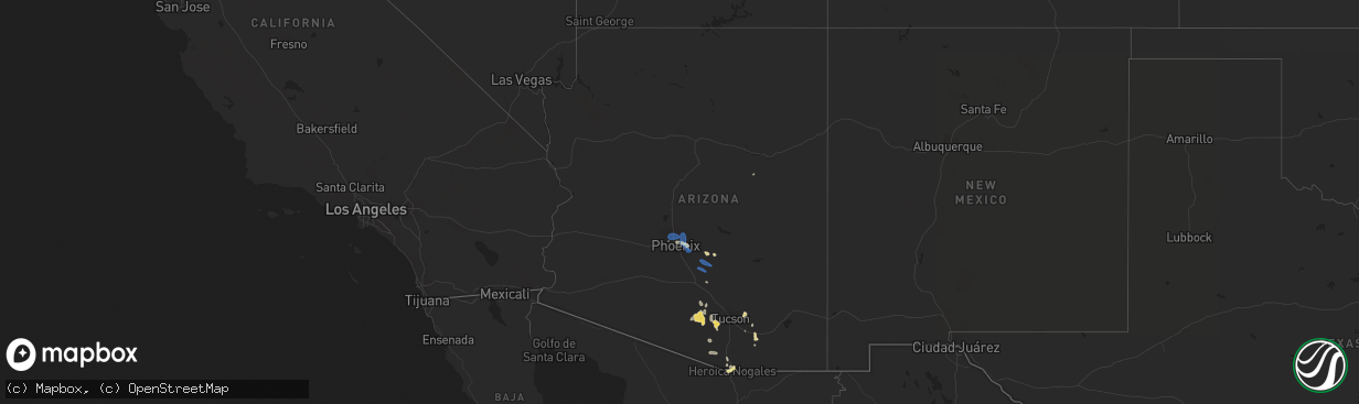 Hail map in Arizona on July 26, 2023