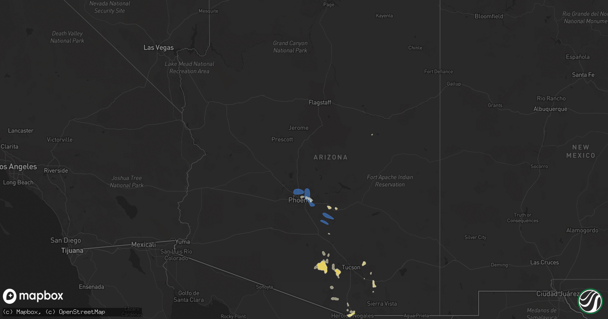 Hail map in Arizona on July 26, 2023
