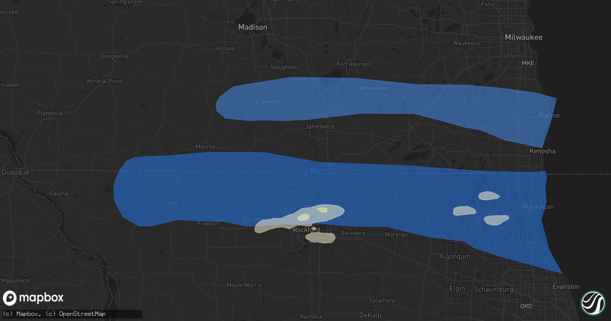 Hail map in Beloit, WI on July 26, 2023
