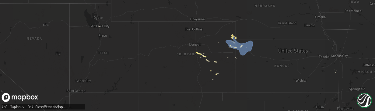 Hail map in Colorado on July 26, 2023