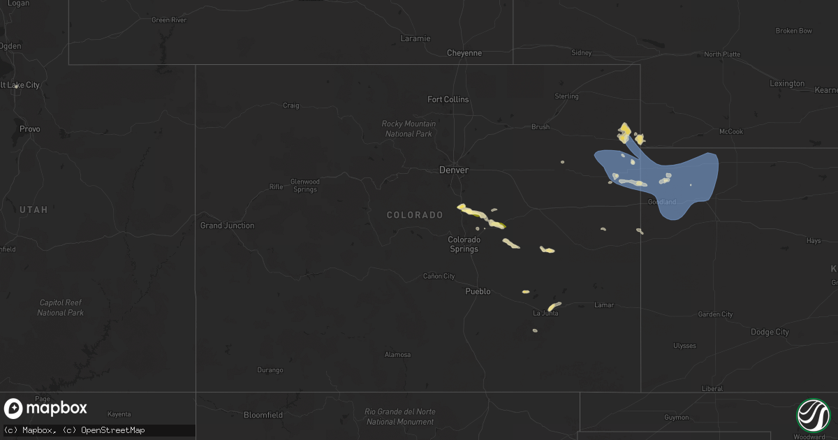 Hail map in Colorado on July 26, 2023